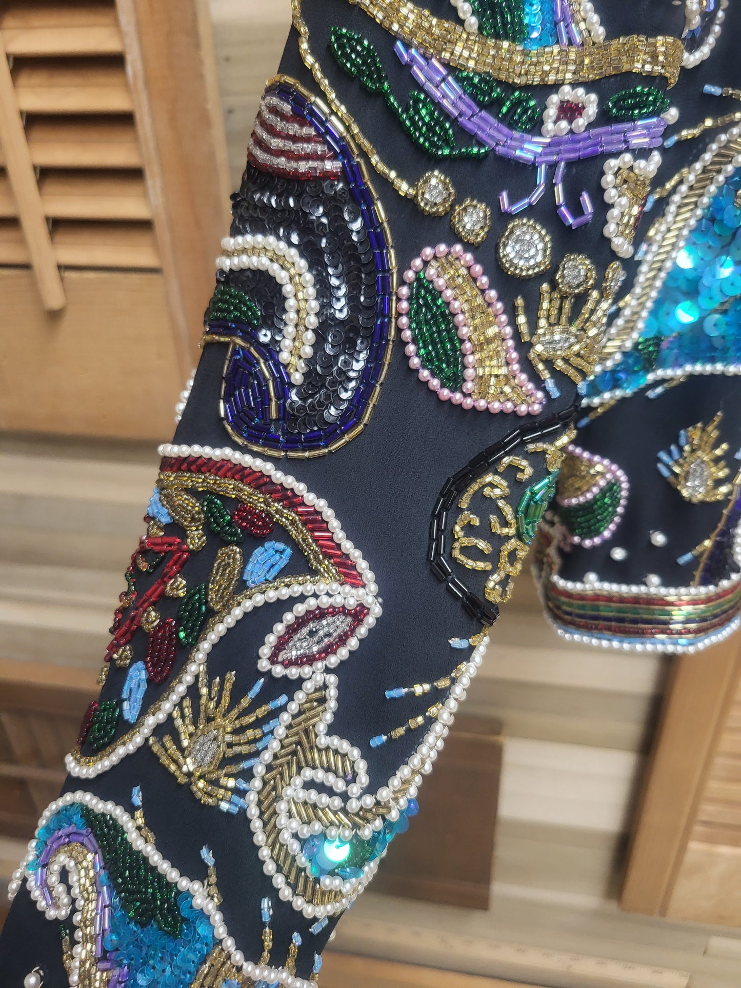 1970s "Jack Bryan" Cropped Haute Couture Beaded Sequin Blazer Jacket Size Small