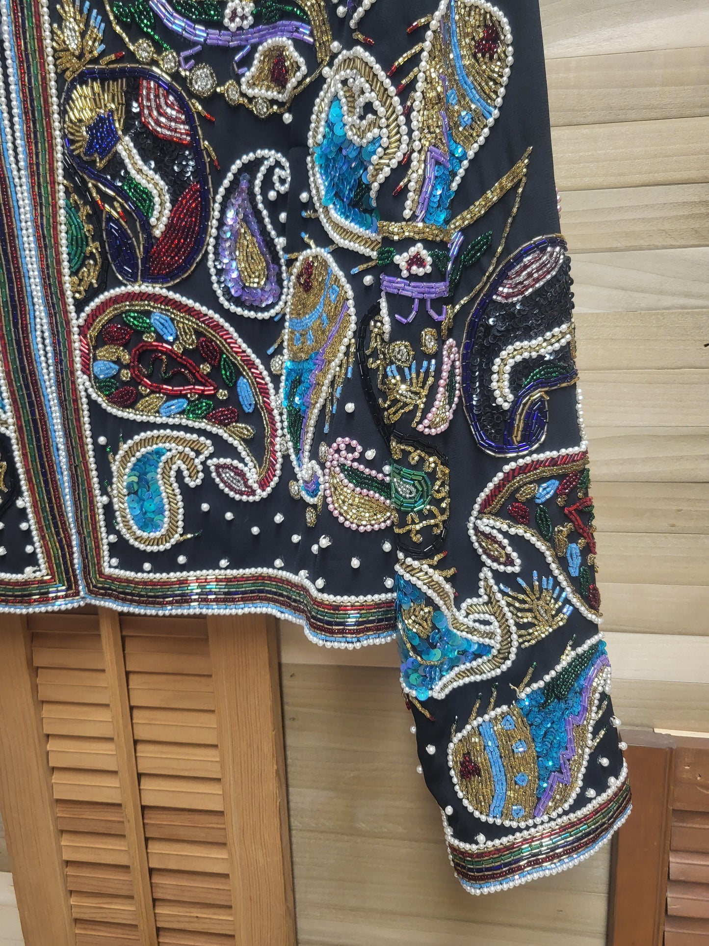 1970s "Jack Bryan" Cropped Haute Couture Beaded Sequin Blazer Jacket Size Small