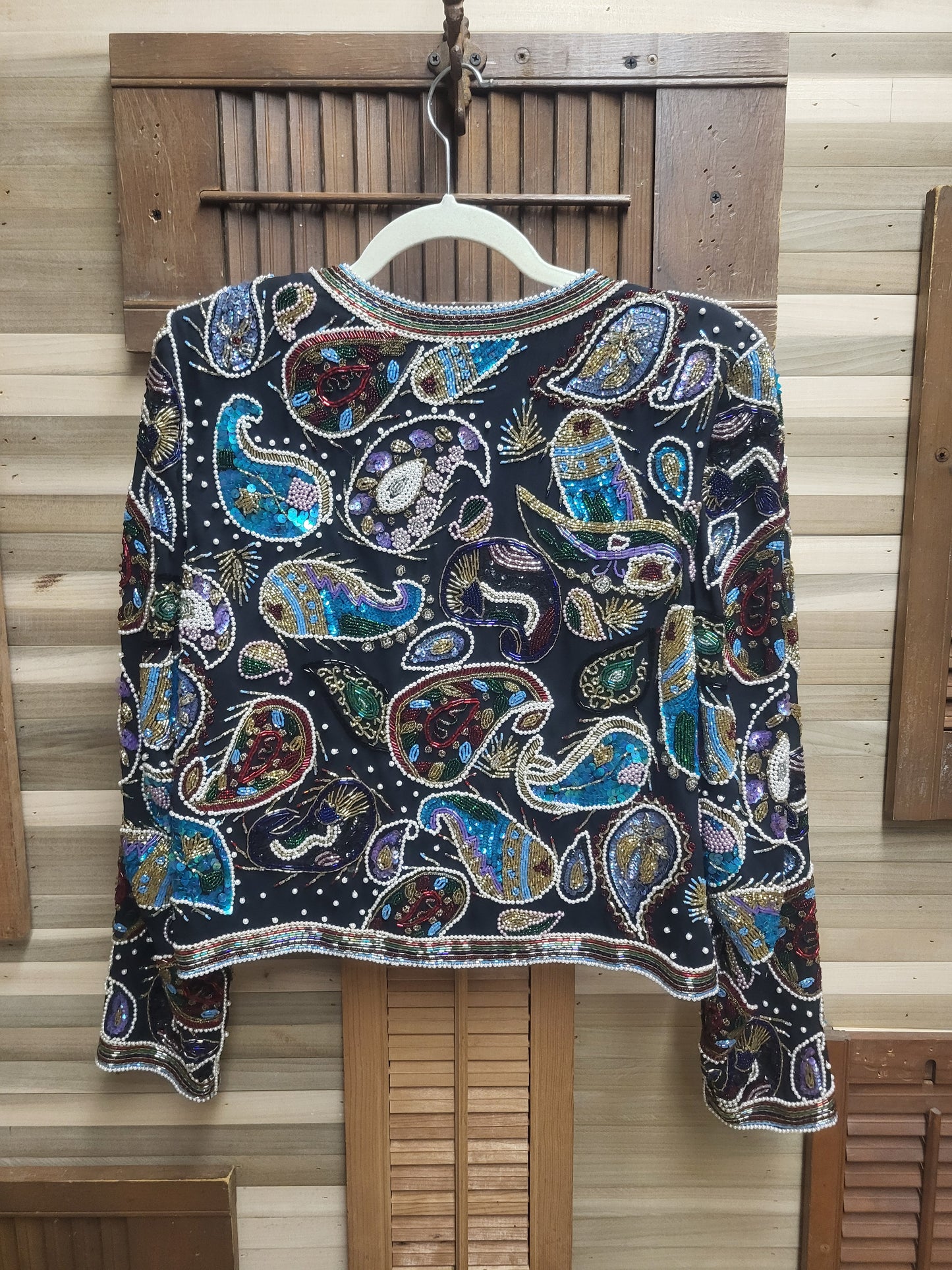 1970s "Jack Bryan" Cropped Haute Couture Beaded Sequin Blazer Jacket Size Small