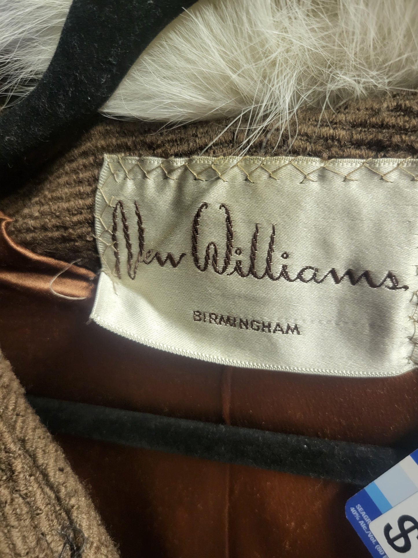 Brown Wool Triple Button Fur Trim Collar by "New Williams" Birmingham Alabama