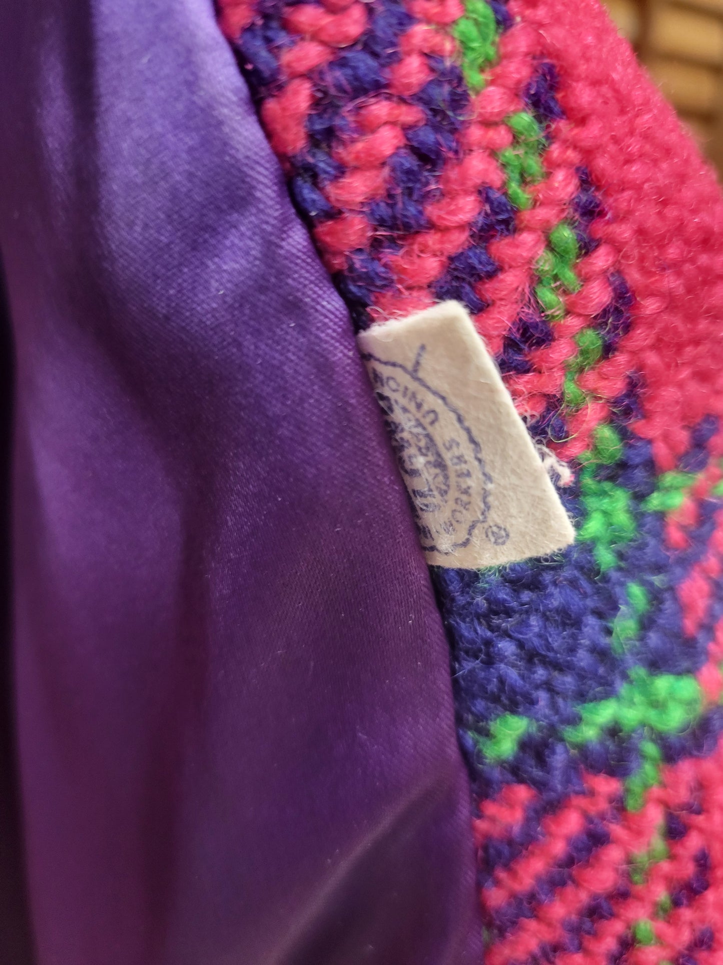 1970's Plaid Pink & Purple Lined "Saks Fifth Avenue" Kip Carpenter Exclusive 4 Latching Button Front