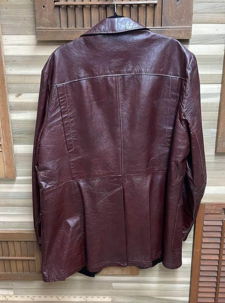 70's "Reed Sportswear" Burgundy Lambskin Leather Jacket