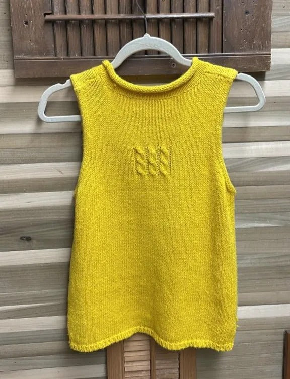 Marisa Christina Yellow Cotton Knit Top with Rose