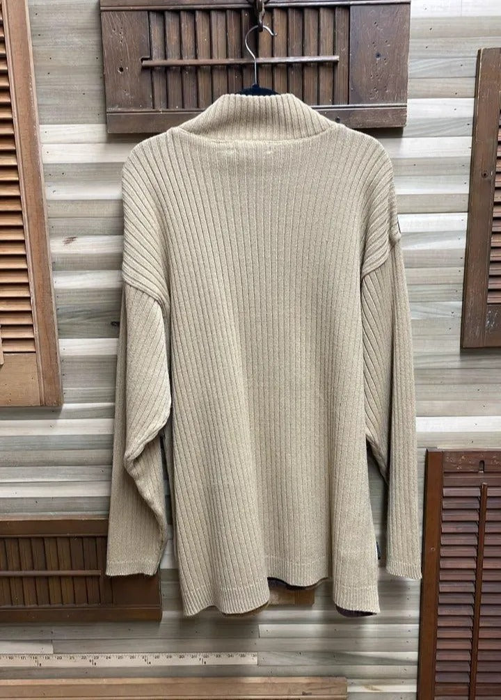 Konan Sport Color Block Faux Leather Sweater