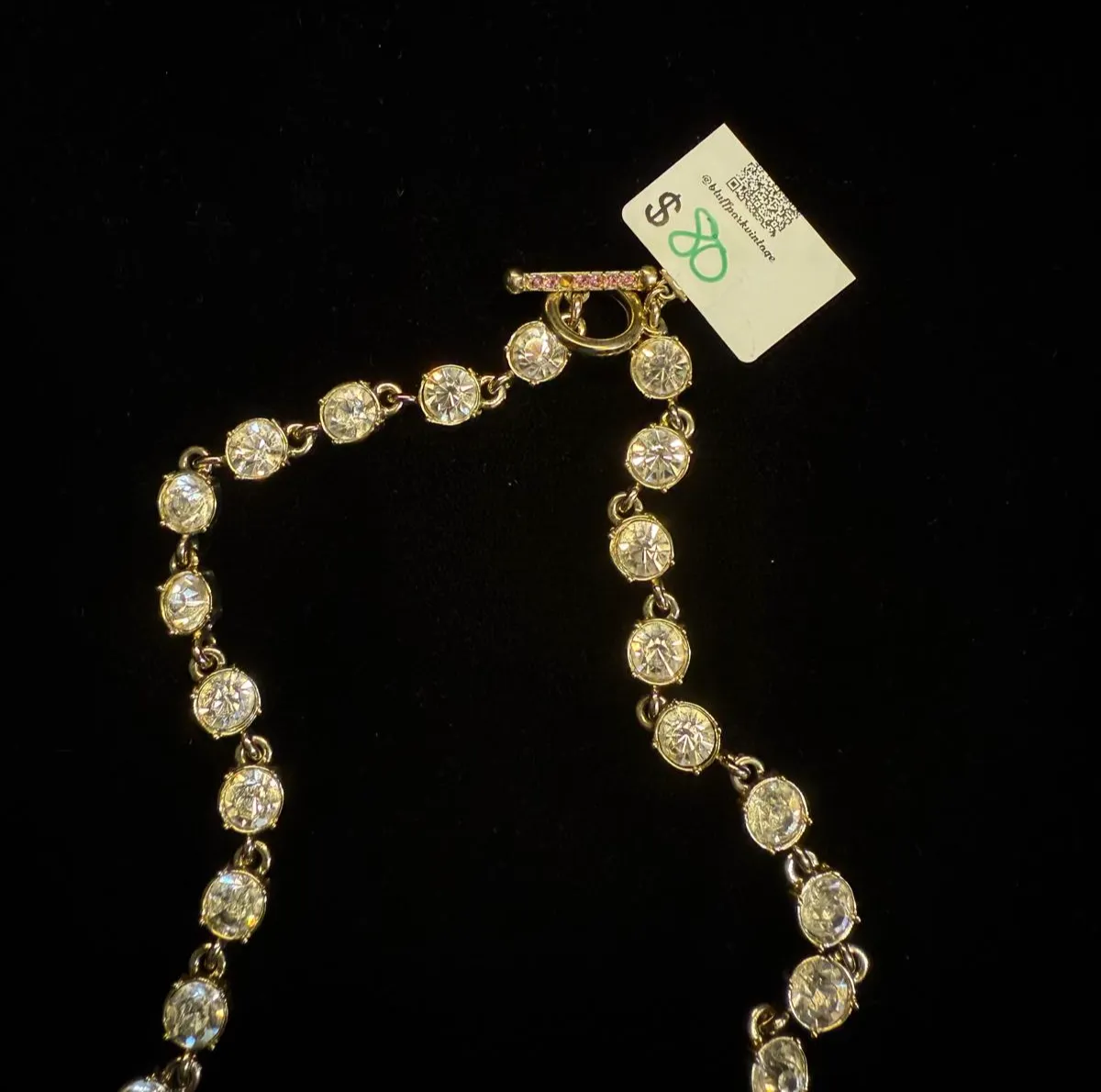 Ann Taylor "Brilliant Bow Collection" Statement Necklace Gold-tone Pink 18 Inches