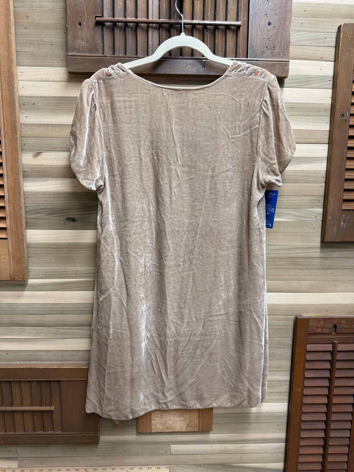 Retro "Johnny Was" Beige Tan Rose Silk Rayon Velvet