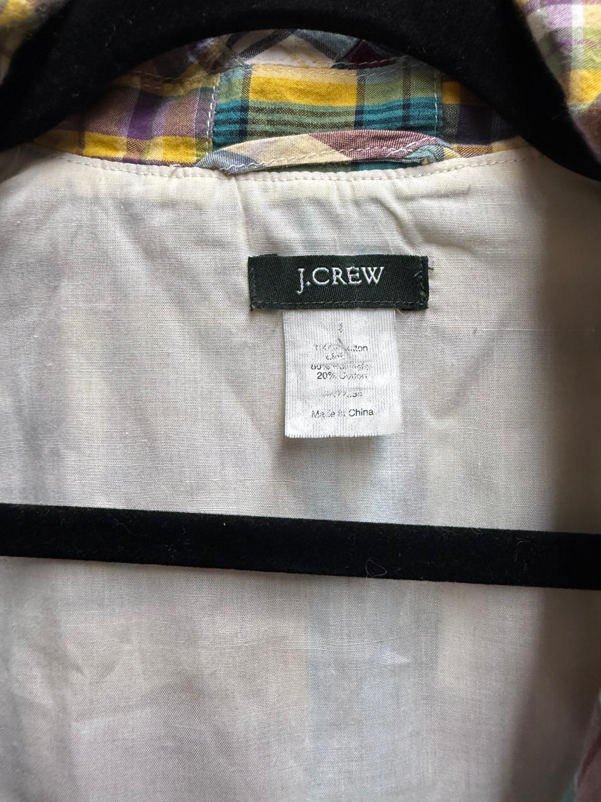 Y2K Madras "J Crew" Patchwork Multi-Color Plaid Wrap Jacket