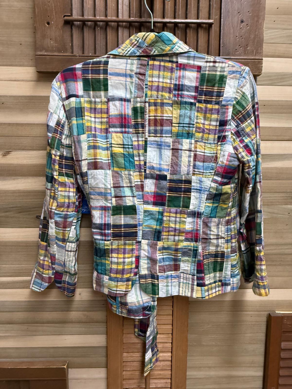 Y2K Madras "J Crew" Patchwork Multi-Color Plaid Wrap Jacket