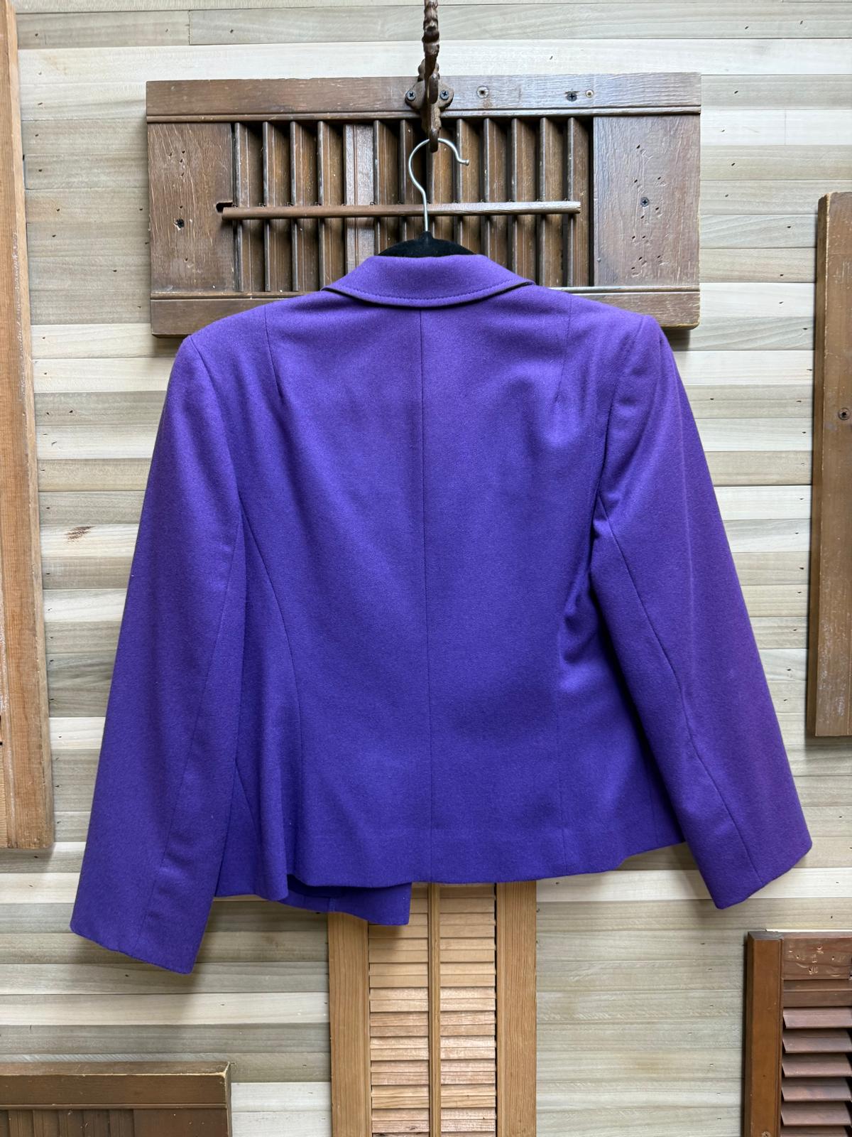 1980's Pendleton Fully Lined Pure Virgin Wool Purple Blazer Skirt Suit Set Size M