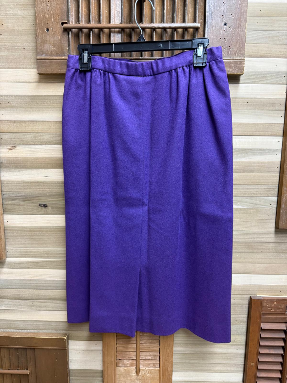 1980's Pendleton Fully Lined Pure Virgin Wool Purple Blazer Skirt Suit Set Size M