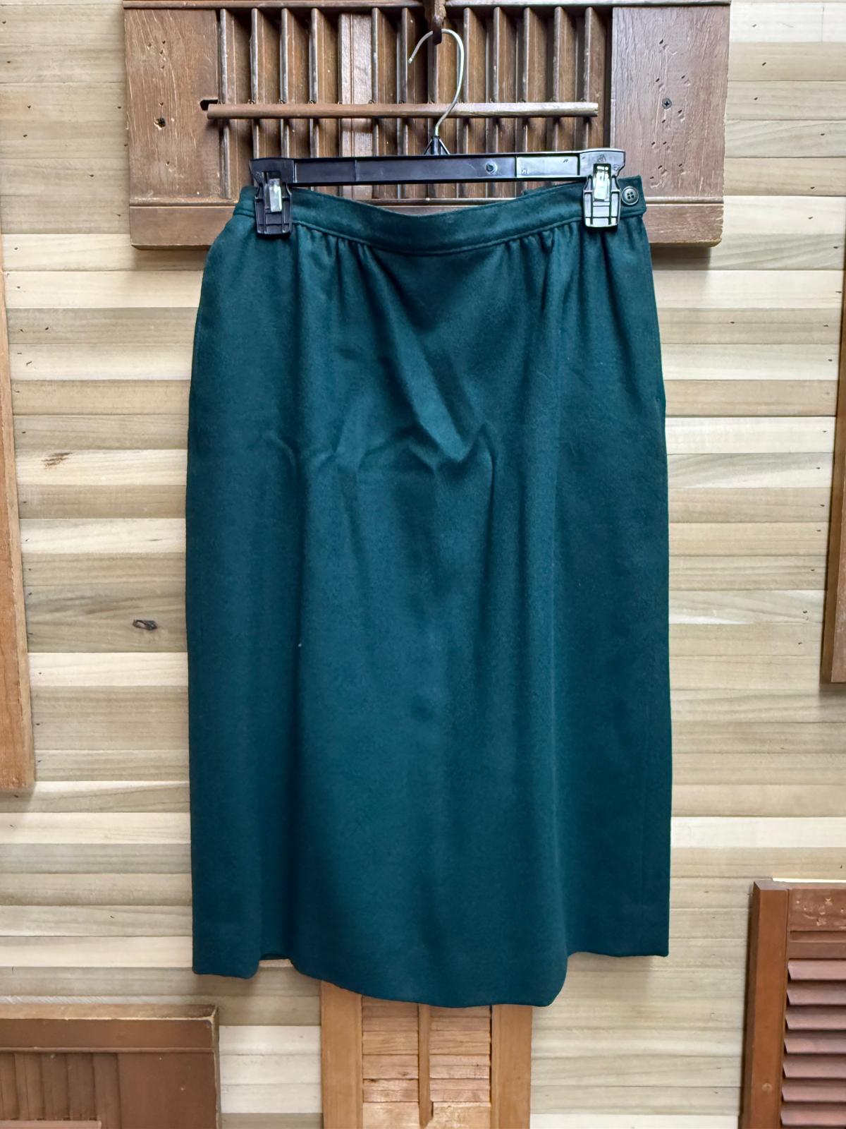 1980's Pendleton Fully Lined Pure Virgin Wool Aquamarine Blazer Skirt Suit Set Size M