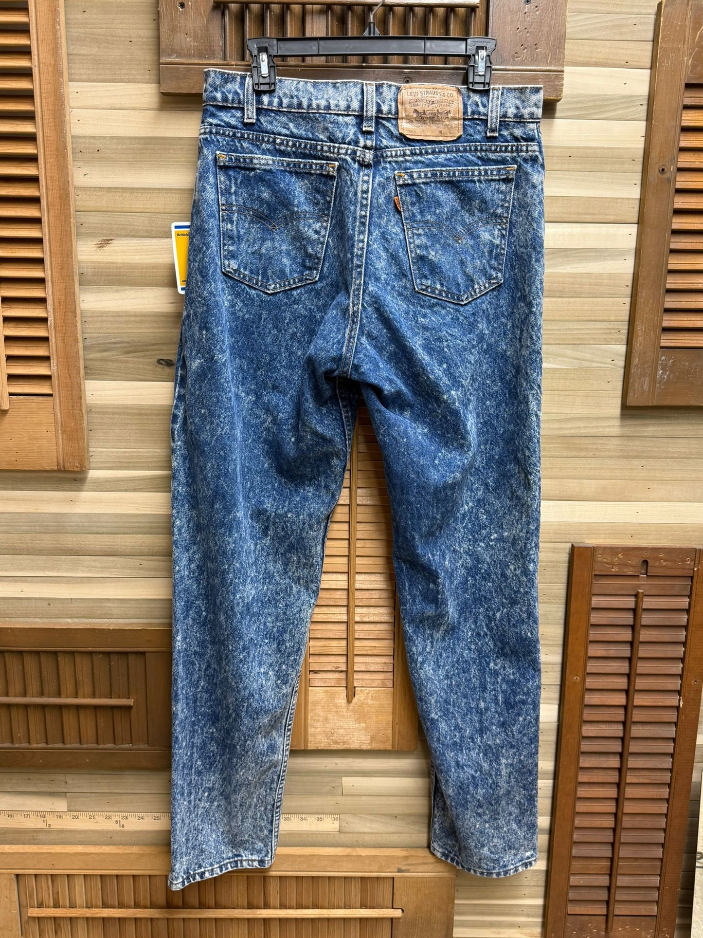 1980's Orange Tab Levi's Blue Jeans Acid Wash 550 W34 L32