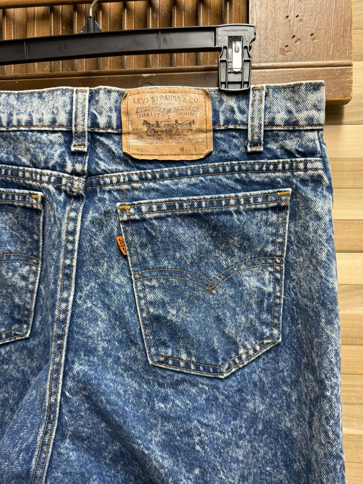 1980's Orange Tab Levi's Blue Jeans Acid Wash 550 W34 L32