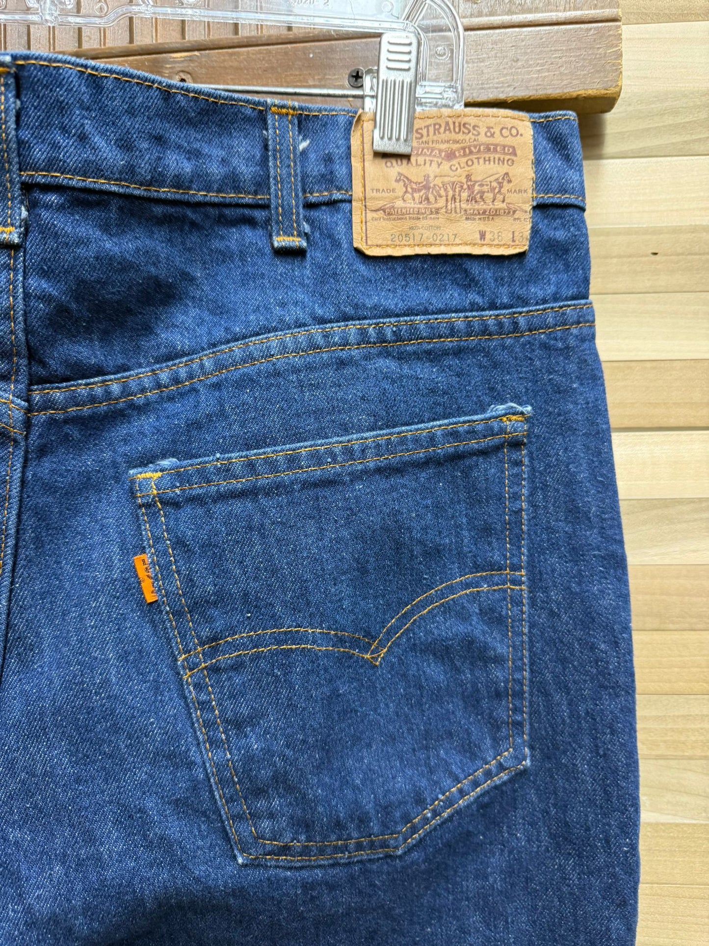 1990's Orange Tab Levi's Dark Wash Bootcut Blue Jeans W36 L34