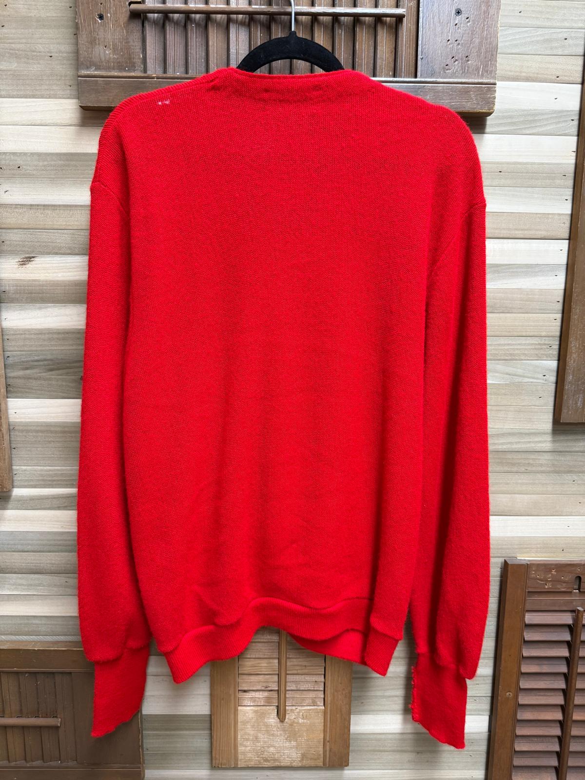 1980s Red IZOD Lacoste Knitted Buttoned Cardigan Sweater Made In USA Size XL