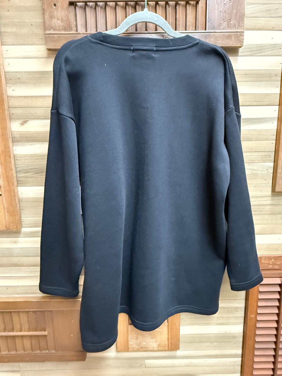1990's "Extra Point by Reference Point" Black Fall / Thanksgiving Sweatshirt with Lines of Acorns Dividing Pumpkins, Red Barn, Apple Basket, Fall Leaves Size 3XL