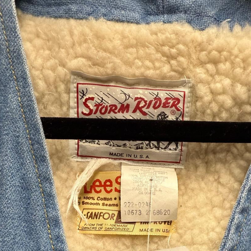 1960's "Lee Storm Rider" Denim Insulated Vest Sanfor Set Sherpa Lined USA Size M