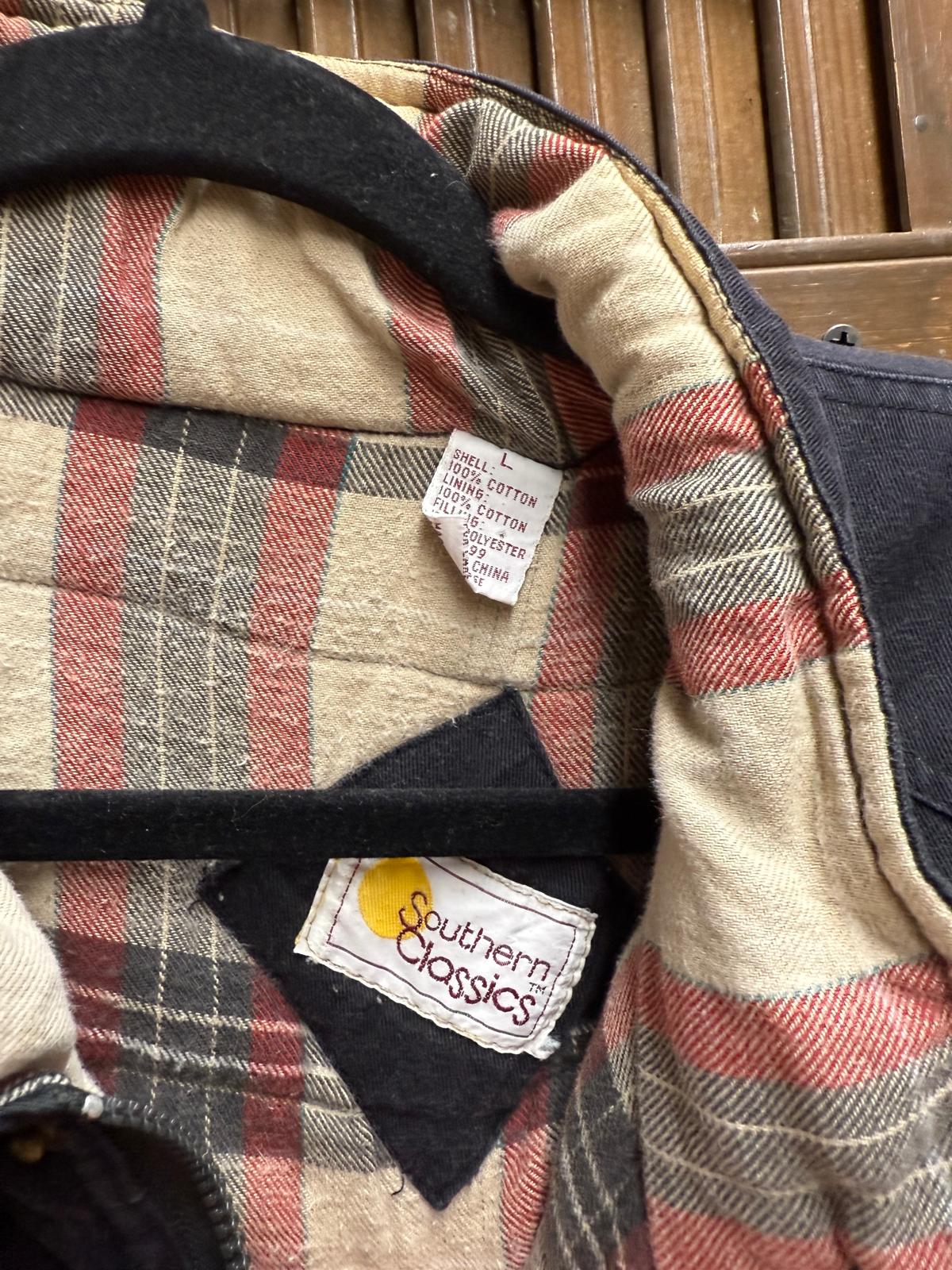 Blue 100% Cotton "Southern Classics" Vest Flannel Lined Insulated Size Large