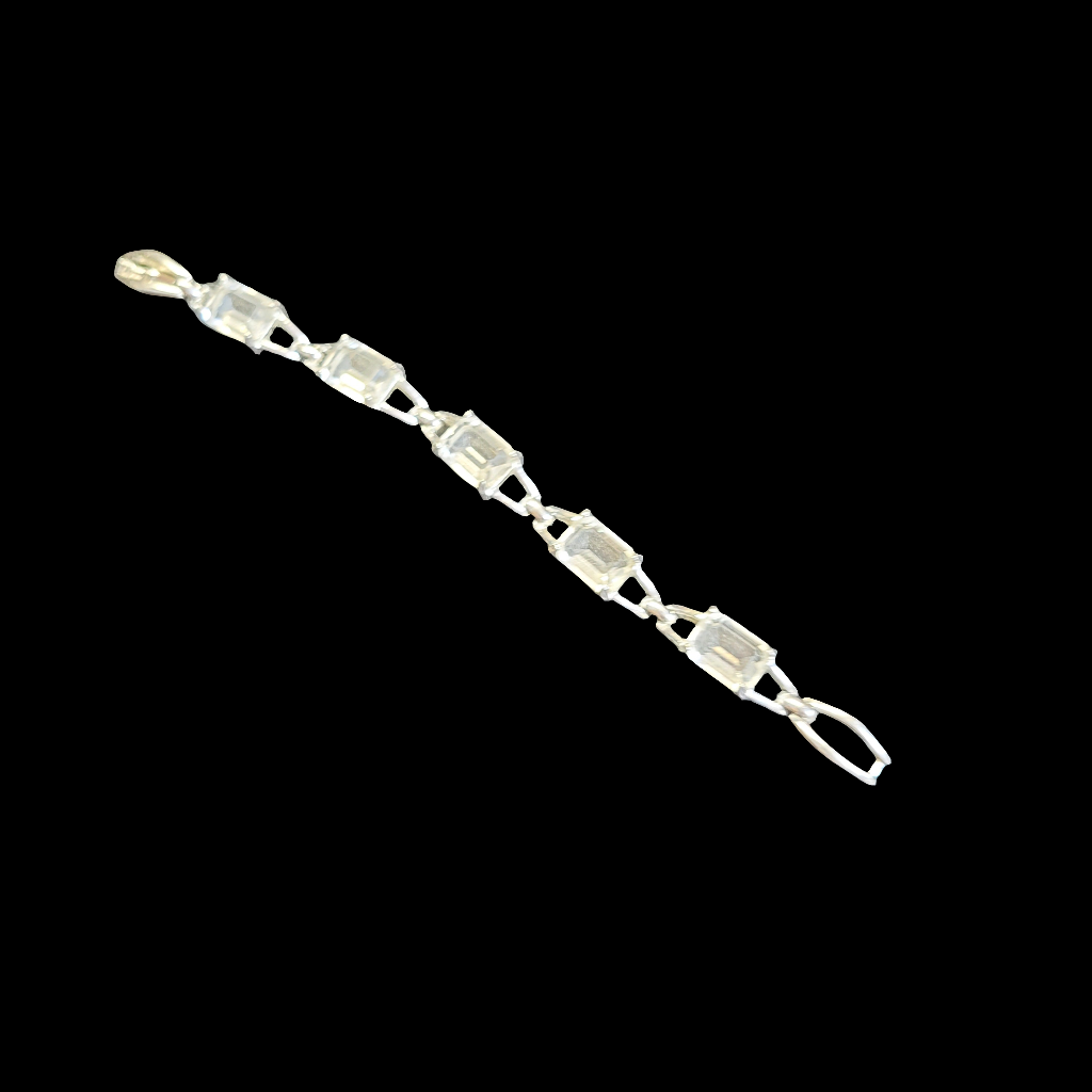 1980's Swarovski Signed & Swan Mark Emerald Cut Crystal 7.5” Bracelet