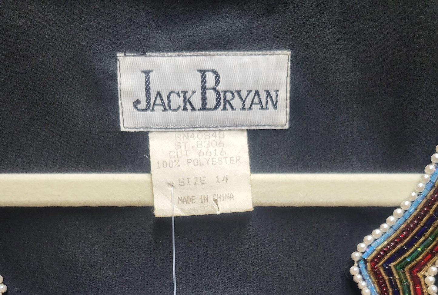 1970s "Jack Bryan" Cropped Haute Couture Beaded Sequin Blazer Jacket Size Small