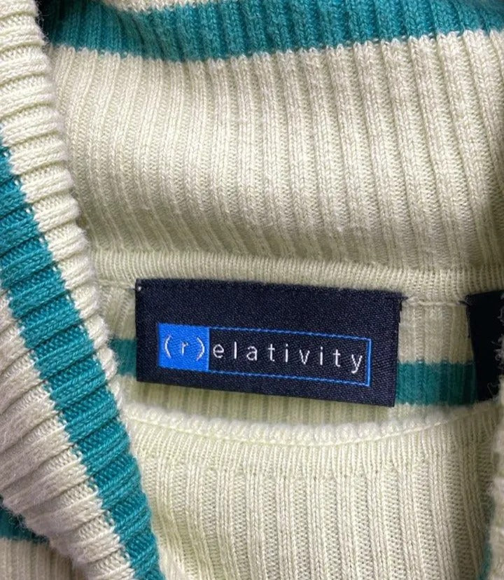 Cozy Comfy Horizontal Striped Turtleneck by Relativity Size Medium