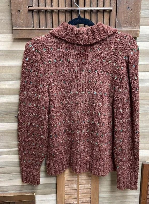 70’s Cranberry Winter Blend Sweater 100% Virgin Acrylic Fibre Button Down