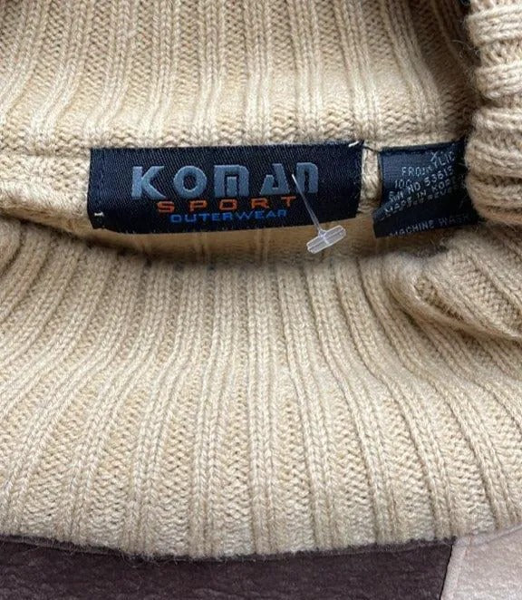 Konan Sport Color Block Faux Leather Sweater