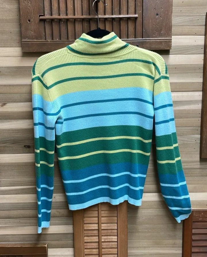 Cozy Comfy Horizontal Striped Turtleneck by Relativity Size Medium