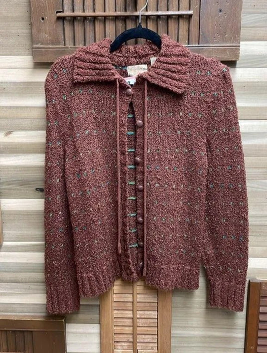 70’s Cranberry Winter Blend Sweater 100% Virgin Acrylic Fibre Button Down