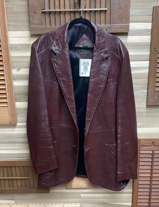 70's "Reed Sportswear" Burgundy Lambskin Leather Jacket