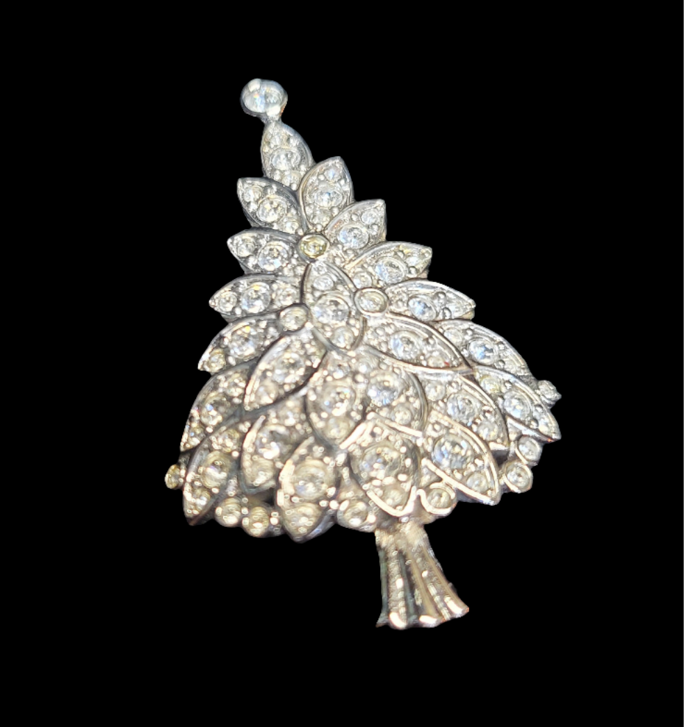 Swarovski Signed Year 2000  Christmas Silver Tree Pin