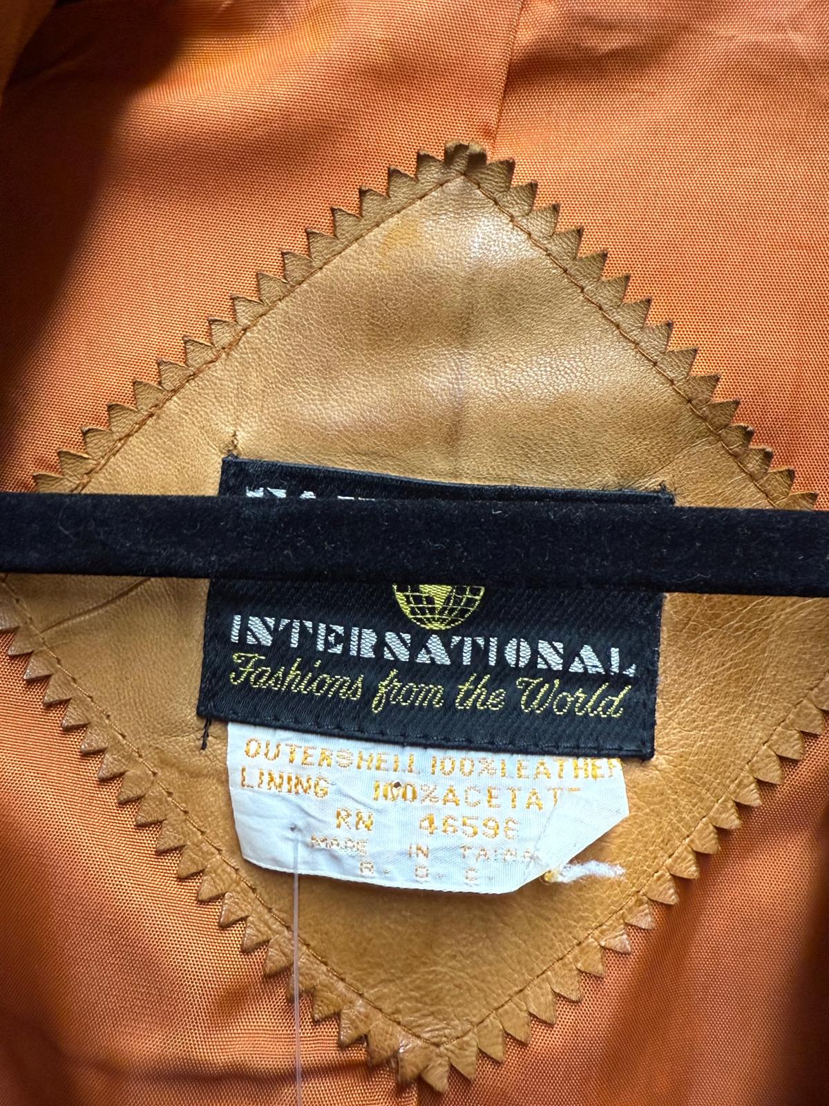 Vintage “Fantastic International” Brown Leather Jacket – Size 44