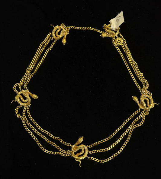 Mid-Century Snake Necklace or Belt Multi-Strand Statement Piece 32 inches