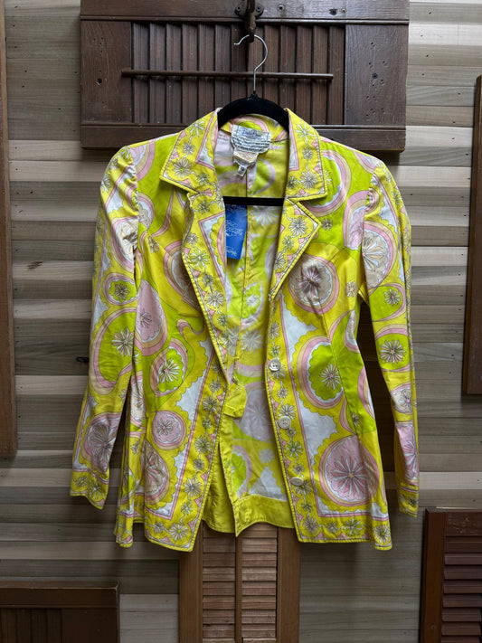 1970's "Emilio Pucci" Yellow Printed Italian Blazer Jacket