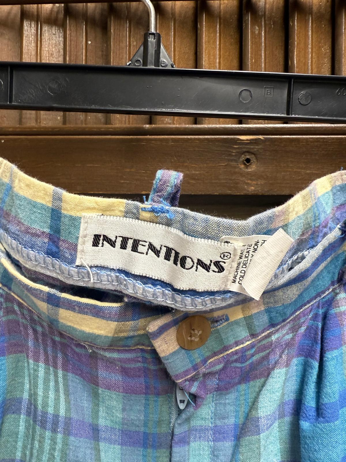 90's "Intentions" Blue Yellow Plaid Shorts Size 4
