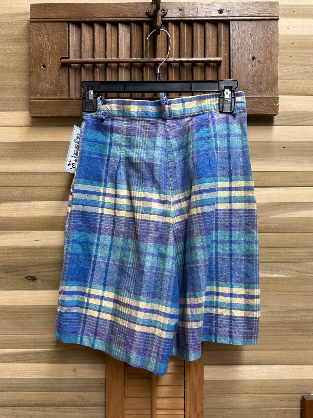 90's "Intentions" Blue Yellow Plaid Shorts Size 4