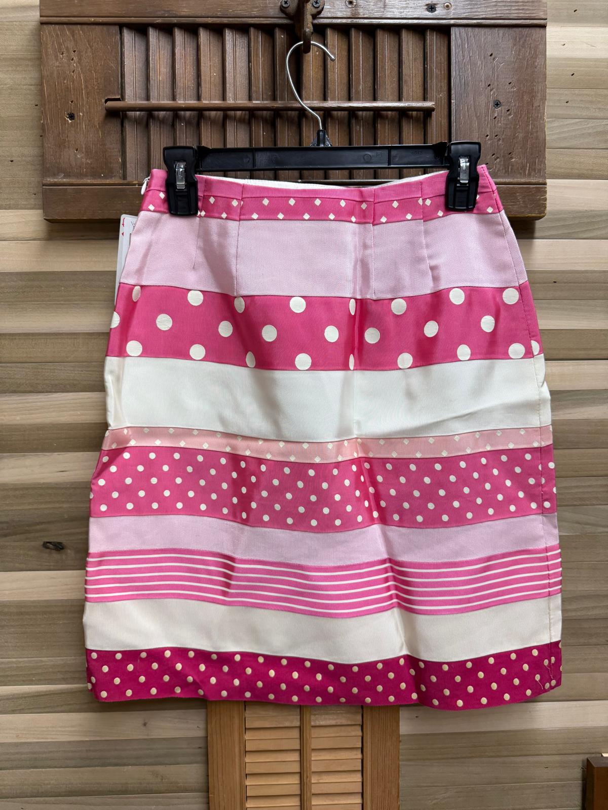 1990's "J. Mclaughlin" Ribbon Skirt Pink and White Polka Dots Size 4 Made in USA
