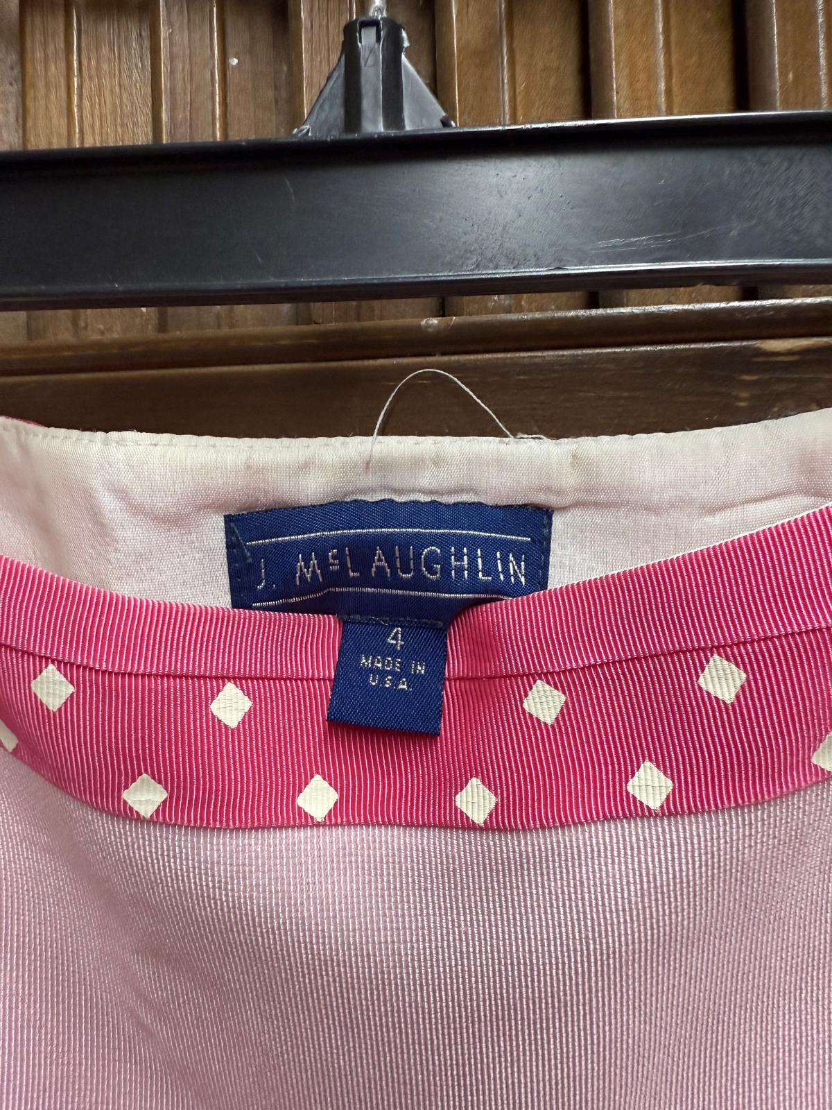 1990's "J. Mclaughlin" Ribbon Skirt Pink and White Polka Dots Size 4 Made in USA