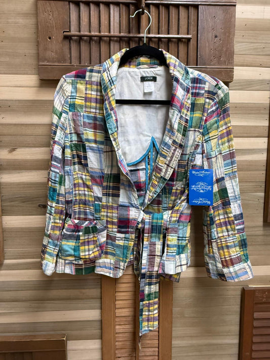 Y2K Madras "J Crew" Patchwork Multi-Color Plaid Wrap Jacket