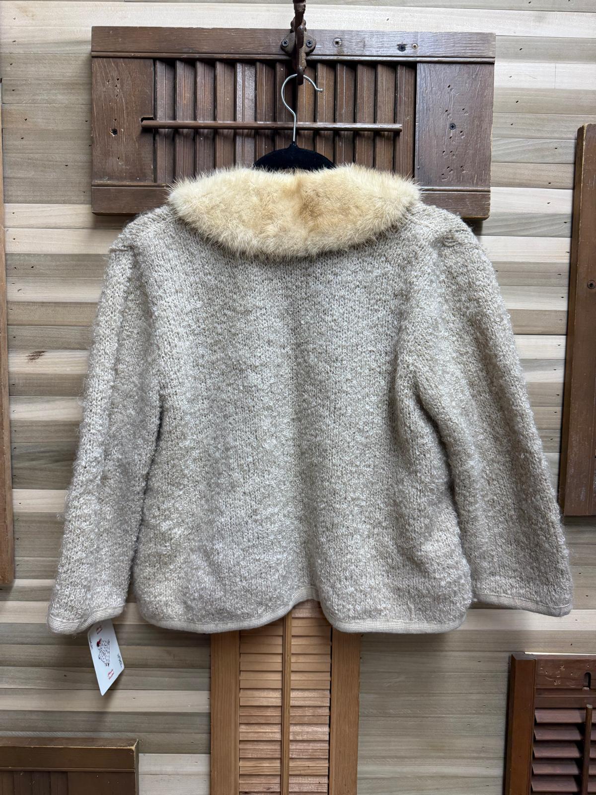 "Kobren" Knit Lined Coat with Fur Collar and Front
