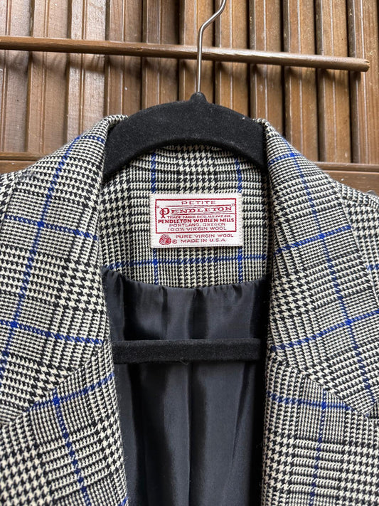 1980's Pendleton Fully Lined Pure Virgin Wool Plaid Blazer Skirt Suit Set Size 6