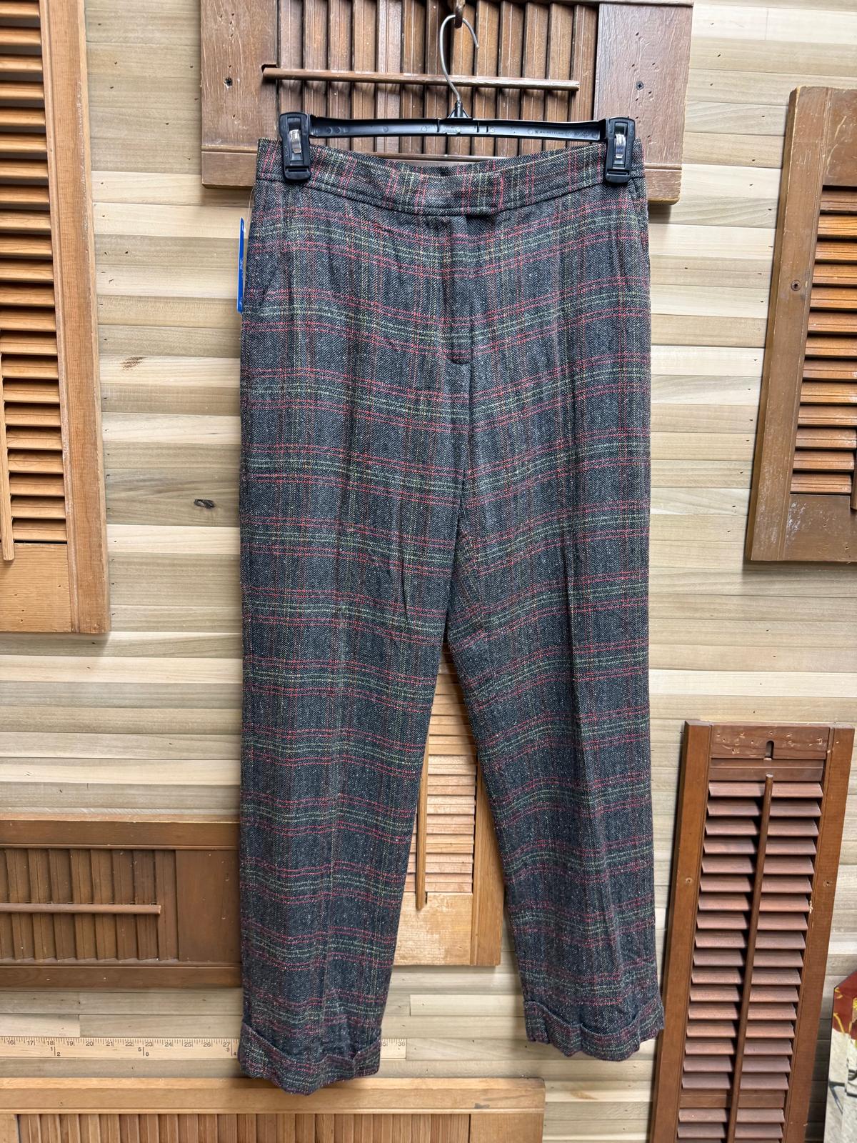 1990's Liz Claiborne Gray Plaid Pants (Tabitha pants size 10) Suit Set - Blazer w/Pockets Size 4