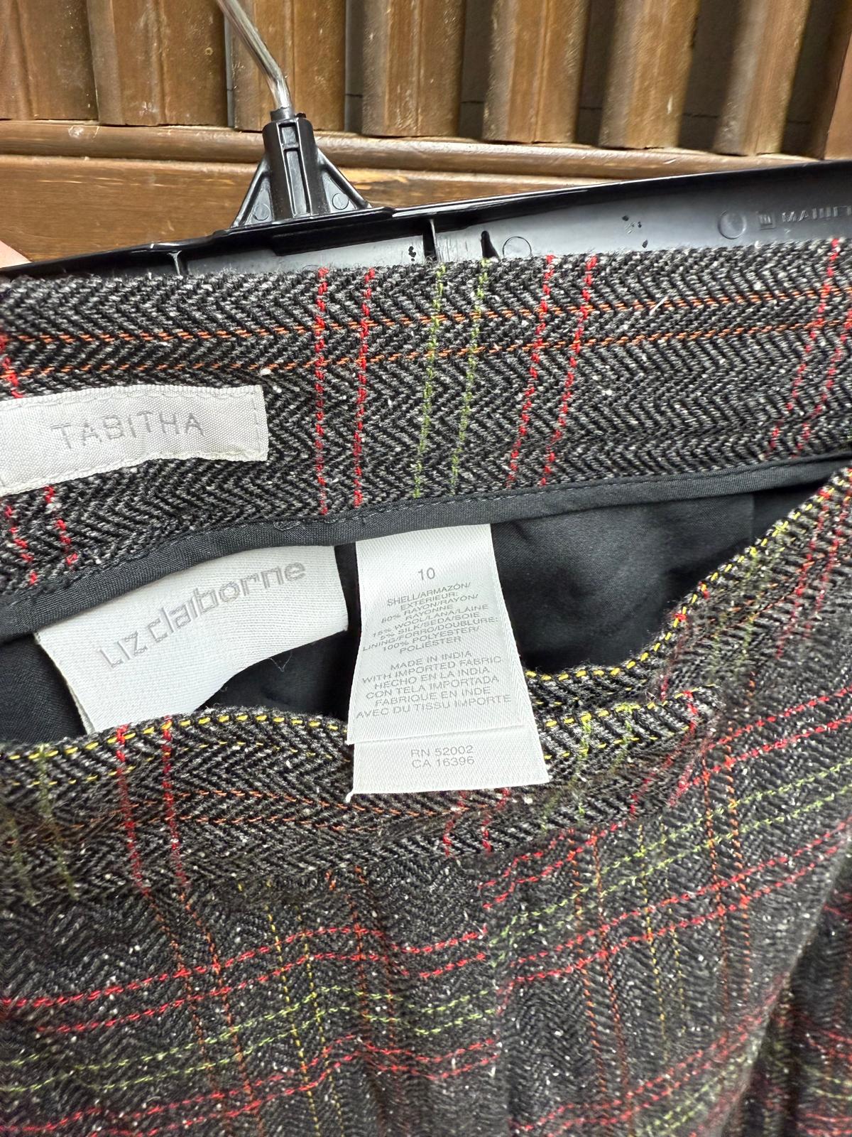1990's Liz Claiborne Gray Plaid Pants (Tabitha pants size 10) Suit Set - Blazer w/Pockets Size 4