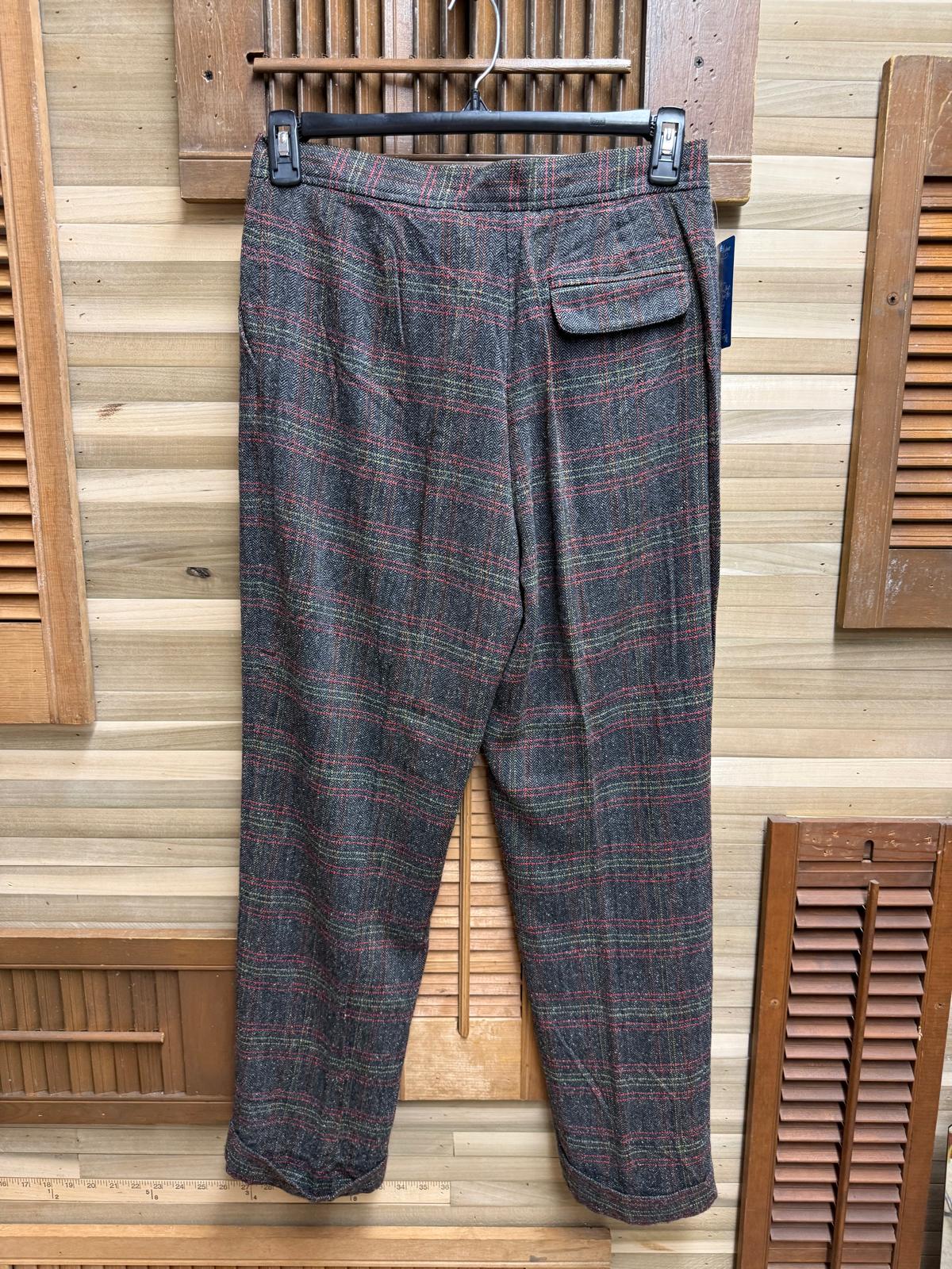 1990's Liz Claiborne Gray Plaid Pants (Tabitha pants size 10) Suit Set - Blazer w/Pockets Size 4