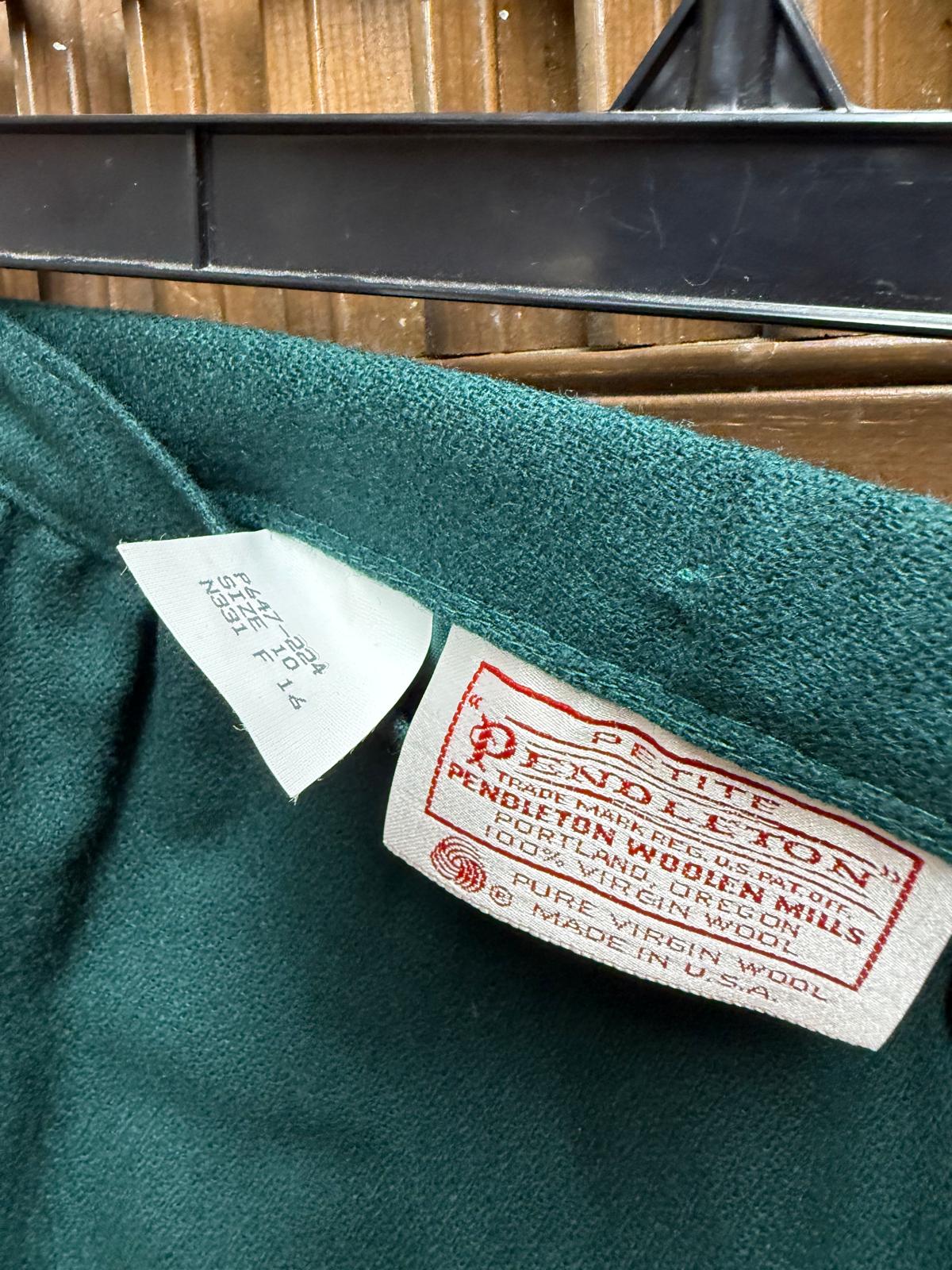 1980's Pendleton Fully Lined Pure Virgin Wool Aquamarine Blazer Skirt Suit Set Size M