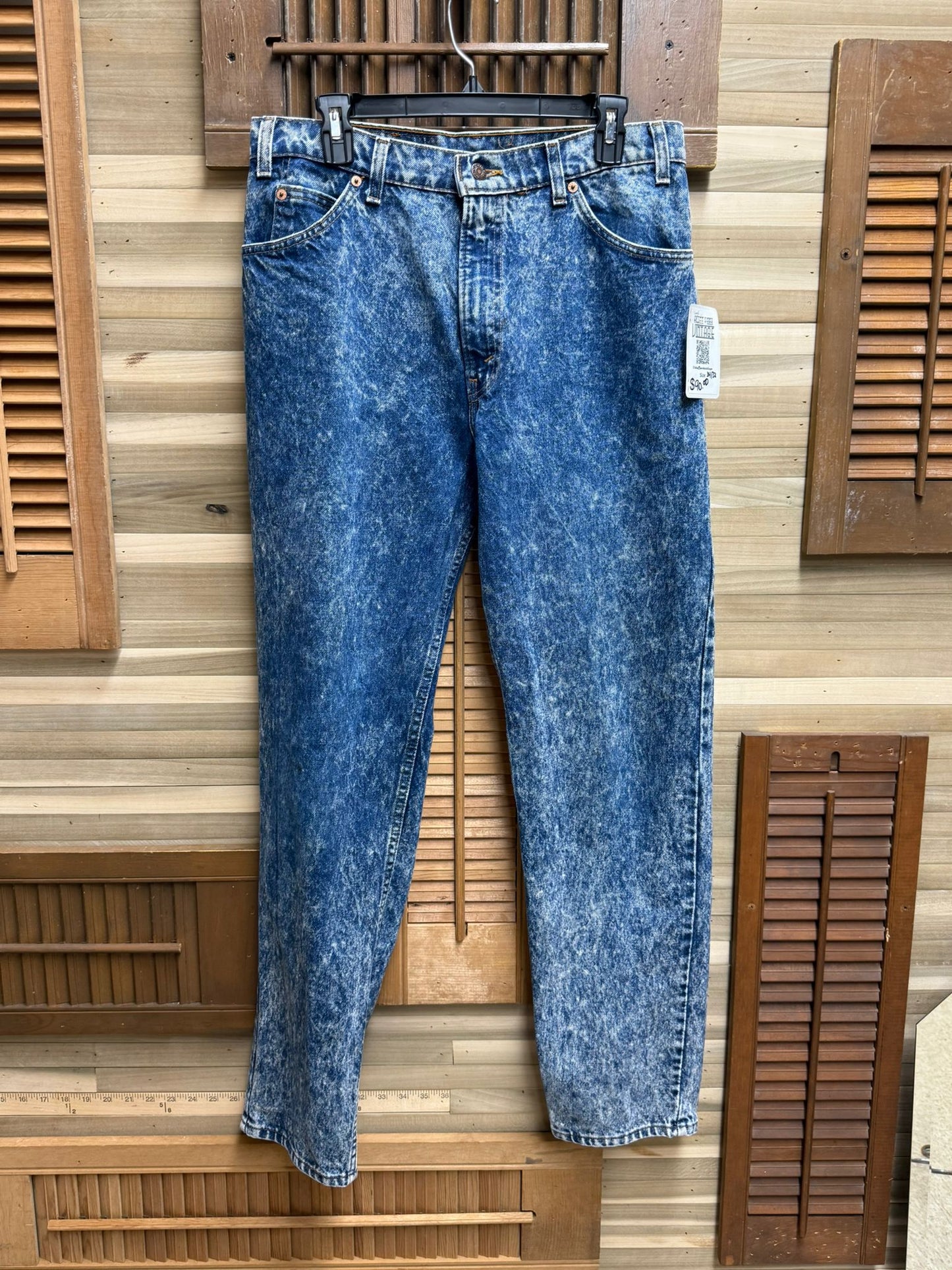 1980's Orange Tab Levi's Blue Jeans Acid Wash 550 W34 L32