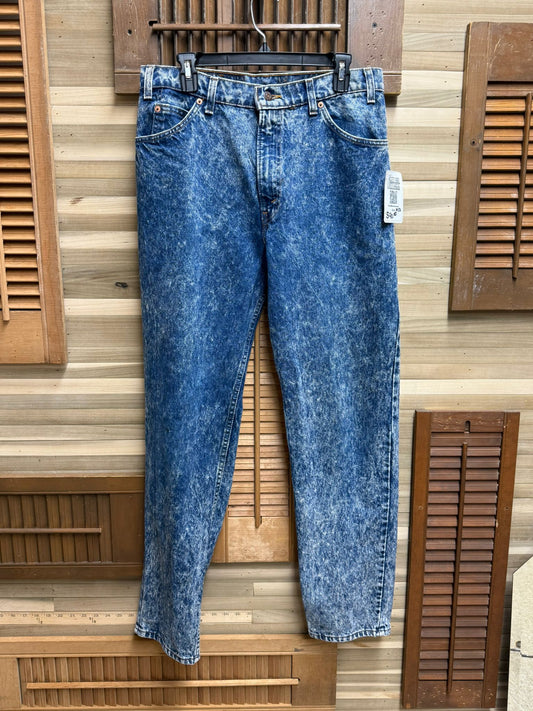1980's Orange Tab Levi's Blue Jeans Acid Wash 550 W34 L32