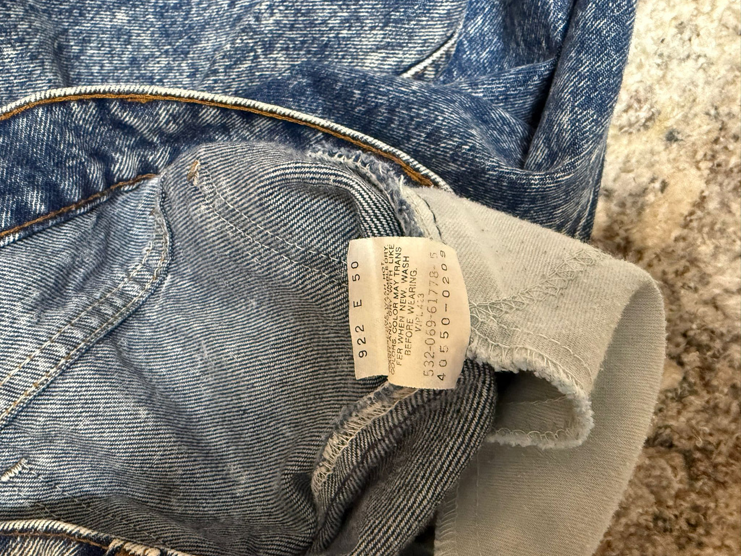 1980's Orange Tab Levi's Blue Jeans Acid Wash 550 W34 L32