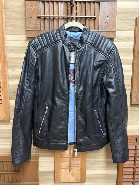 Genuine Pakistan Black Leather Bomber Style Jacket