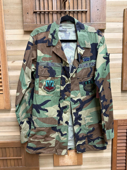 Genuine United States Air Force Dress Uniform (BDU) Woodland Camo Top with Patches - SMITH